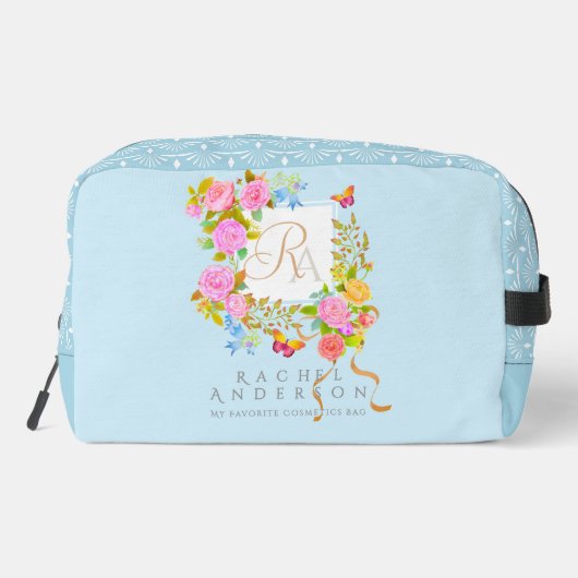 Romantics Blooming Garden Monogram Blue Waschbeutel (Rückseite)
