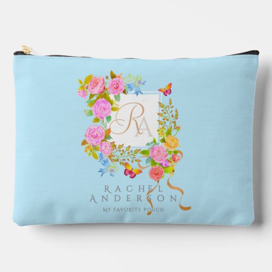 Romantics Blooming Garden Monogram Blue Zubehörtasche (Vorderseite)