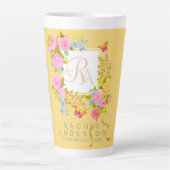 Romantics Blooming Garden Monogram Gold Latte Tass Milchtasse (Vorderseite)