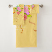 Romantics Blooming Garden Monogram Gold Yellow Badhandtuch Set (Insitu)