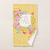 Romantics Blooming Garden Monogram Gold Yellow Badhandtuch Set (Handtuch)