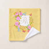 Romantics Blooming Garden Monogram Gold Yellow Badhandtuch Set (Waschlappen)