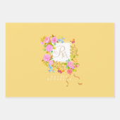 Romantics Blooming Garden Monogram Gold Yellow Geschenkpapier Set (Vorderseite 3)