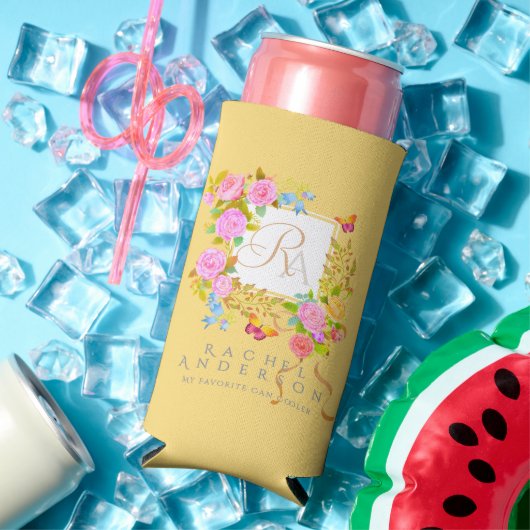 Romantics Blooming Garden Monogram Gold Yellow Selters Dosenkühler (In Situ Sommer)