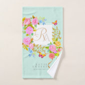 Romantics Blooming Garden Monogram Green Badhandtuch Set (Handtuch)