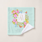 Romantics Blooming Garden Monogram Green Badhandtuch Set (Waschlappen)