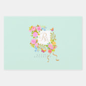 Romantics Blooming Garden Monogram Green Geschenkpapier Set (Vorderseite 2)