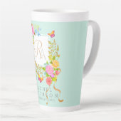Romantics Blooming Garden Monogram Green Latte Tas Milchtasse (Rechte Ecke)