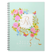 Romantics Blooming Garden Monogram Green Notizblock (Vorderseite)