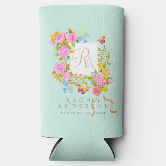Romantics Blooming Garden Monogram Green Selters Dosenkühler (Vorderseite)