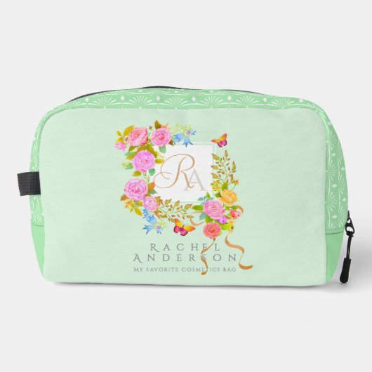 Romantics Blooming Garden Monogram Green Waschbeutel (Vorderseite)