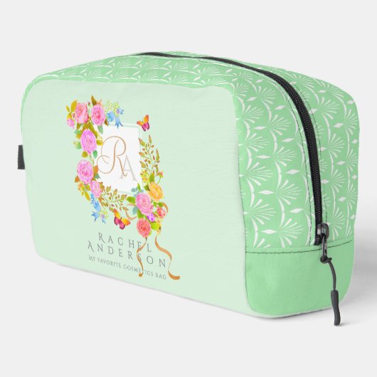 Romantics Blooming Garden Monogram Green Waschbeutel (Rechte Ecke)