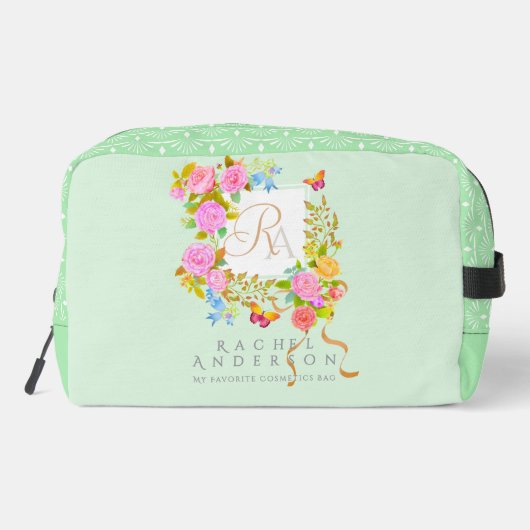 Romantics Blooming Garden Monogram Green Waschbeutel (Rückseite)