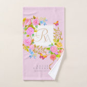 Romantics Blooming Garden Monogram Pink Badhandtuch Set (Handtuch)