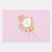Romantics Blooming Garden Monogram Pink Geschenkpapier Set (Vorderseite 3)
