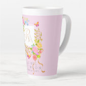 Romantics Blooming Garden Monogram Pink Latte Tass Milchtasse (Rechte Ecke)
