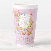 Romantics Blooming Garden Monogram Pink Latte Tass Milchtasse (Vorderseite)