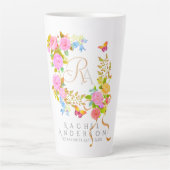 Romantics Blooming Garden Monogram White Latte Tas Milchtasse (Vorderseite)