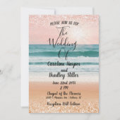 Romantik am Meer: Elegante Hochzeitsfeier am Stran Einladung (Vorderseite)