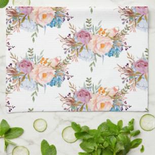 Romantik , Aquarellfarbene Blume, bohemischer Blum Geschirrtuch