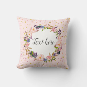 Romantik , Aquarellfarbene Blume, bohemischer Blum Kissen