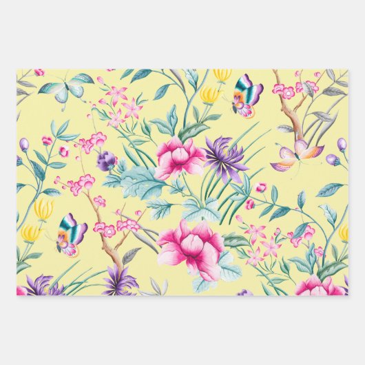 Romantik Boho Floral Print Geschenkpapier Set (Vorderseite 3)