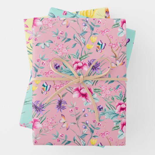 Romantik Boho Floral Print Geschenkpapier Set (Beispiel)