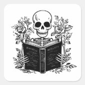 Romantik-Buch Skelettlesen Quadratischer Aufkleber (Vorderseite)