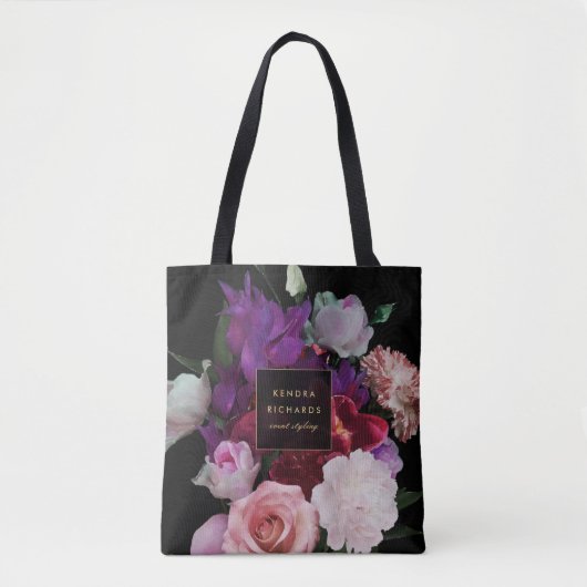 Romantik Dark Florals Personalisiert Tasche (Vorderseite)
