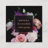 Romantik Dark Florals Quadratische Visitenkarte (Vorderseite)