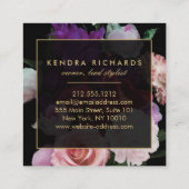 Romantik Dark Florals Quadratische Visitenkarte (Rückseite)