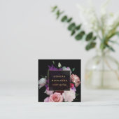 Romantik Dark Florals Quadratische Visitenkarte (Stehend Vorderseite)