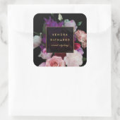 Romantik Dark Florals Quadratischer Aufkleber (Tasche)