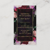 Romantik Dark Florals Visitenkarte (Rückseite)