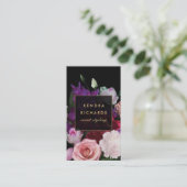 Romantik Dark Florals Visitenkarte (Stehend Vorderseite)