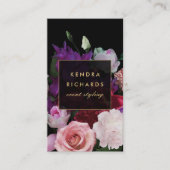 Romantik Dark Florals Visitenkarte (Vorderseite)