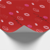 Romantik Dark Red Kisses Geschenkpapier (Ecke)