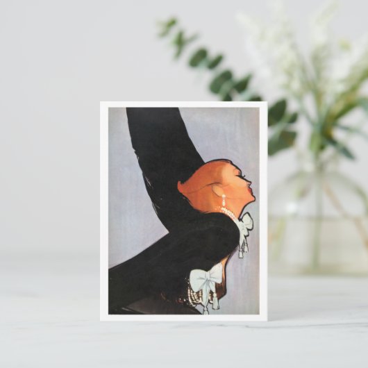 Romantik, Elegant, Redhead, Frau, Vintag Postkarte (Stehend Vorderseite)