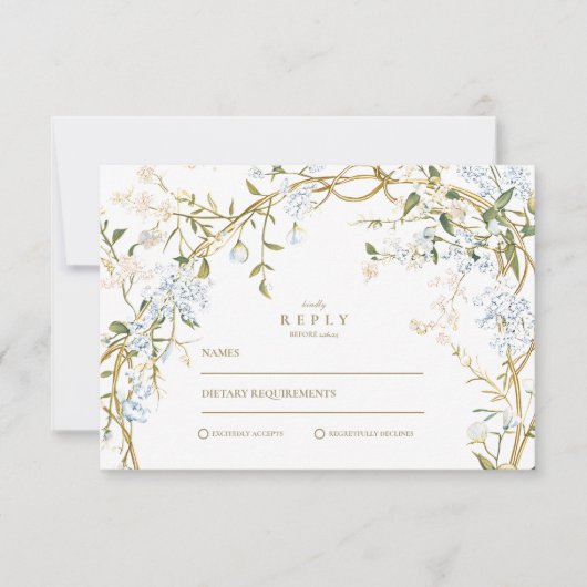 Romantik Floral Weddin RSVP Karte (Vorderseite)