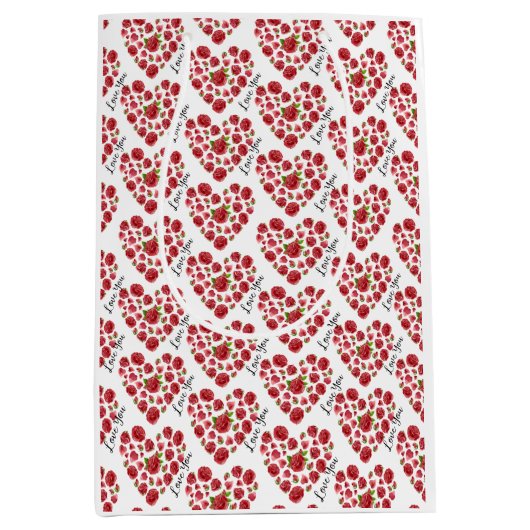 Romantik I Liebe Ihr Rote Rosen Herz Mittlere Geschenktüte (Vorderseite)