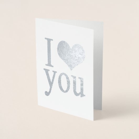 Romantik I Liebe Sie Herz Silber Folienkarte (Vorderseite)