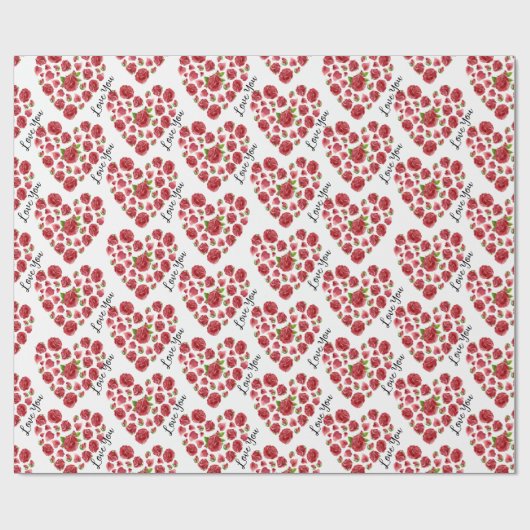 Romantik I Liebe Sie Rote Rosen hören Wrapping Pap Geschenkpapier (Flach)