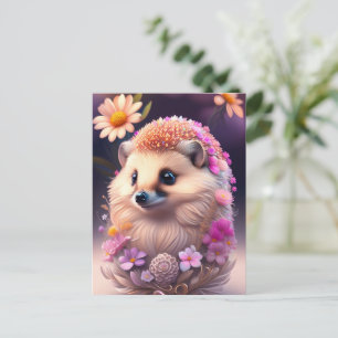 Romantik Igel mit Blumen Postkarte