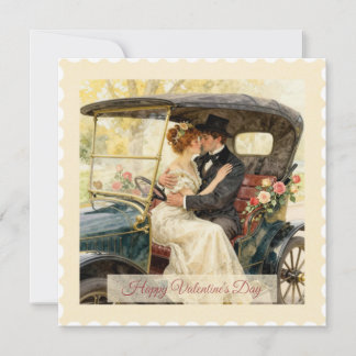 Romantik in einem viktorianischen Auto – Valentins Feiertagskarte