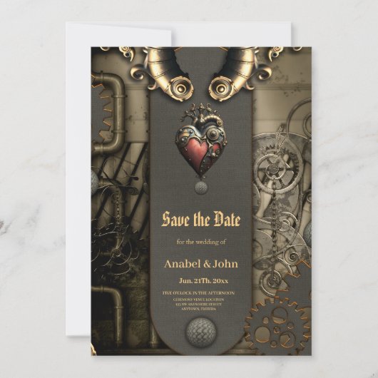 Romantik in Rädern und Röhren das Steampunk-Soul Save The Date (Vorderseite)