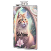 Romantik Katze mit Blumen Flachmann (Links)