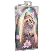 Romantik Katze mit Blumen Flachmann (Rechts)