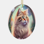 Romantik Katze mit Blumen Keramik Ornament (Rechts)