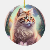 Romantik Katze mit Blumen Keramik Ornament (Hinten)