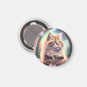 Romantik Katze mit Blumen Magnet (Vorderseite/Rückseite)
